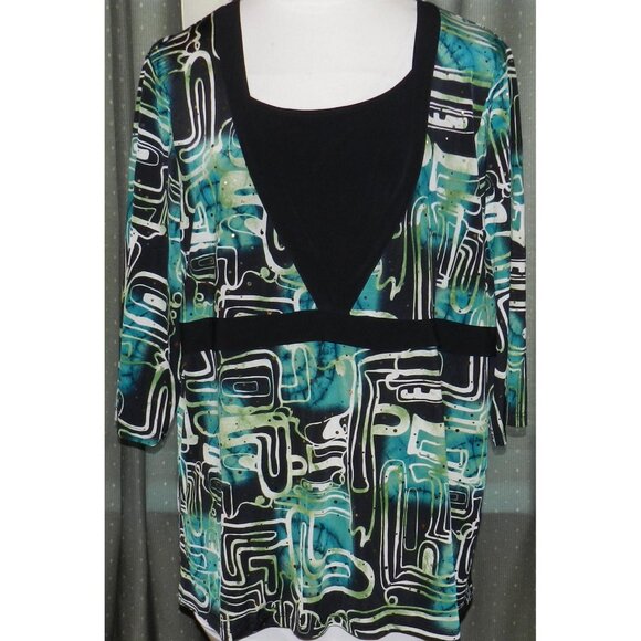 Maggie Barnes 2X slinky stretchy blend blouse pull over plus size women's - Picture 1 of 5